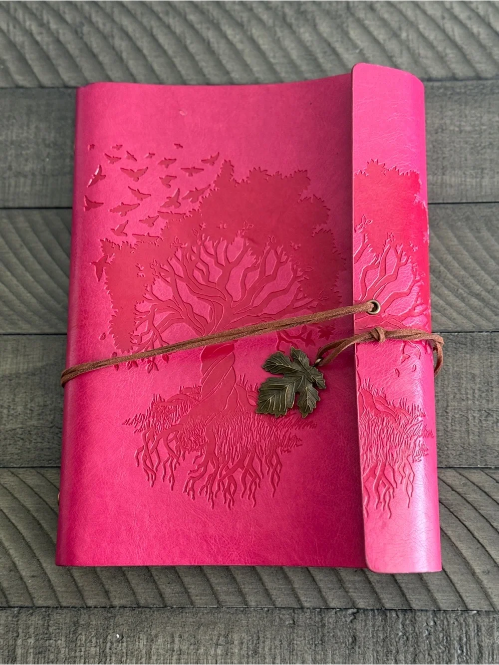Women’s Pink Tree of Life Embossed Faux Leather Journal